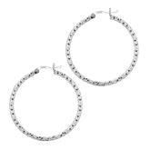 Sterling Silver 2x30MM Diamond Cut Hoop Earring